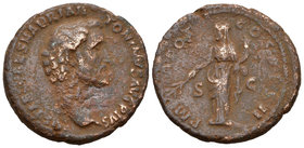 Antoninus Pius. As. 139 a.C. Rome. (Spink-4309). Rev.: TR POT COS II, en campo S C, en exergo (PAX). Ae. 13,63 g. Choice F. Est...25,00.