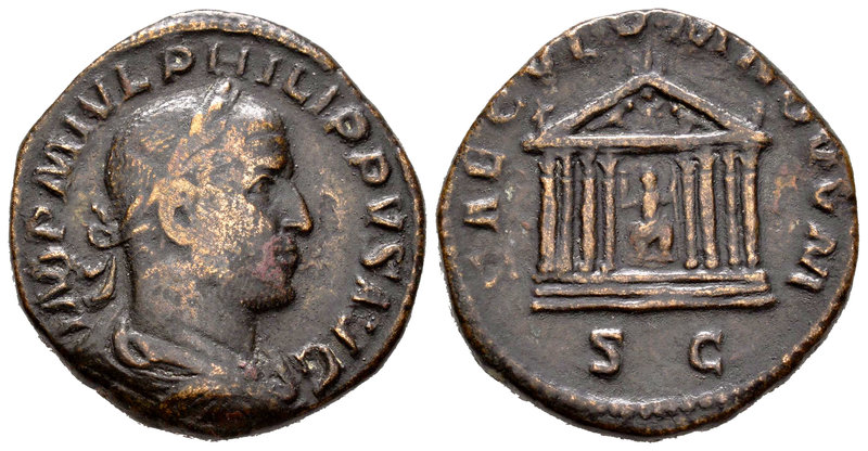 Philip I. Sestercio. 248 d,C. Rome. (Spink-6015). Rev.: SAECVLVM NOVVM S C. Temp...