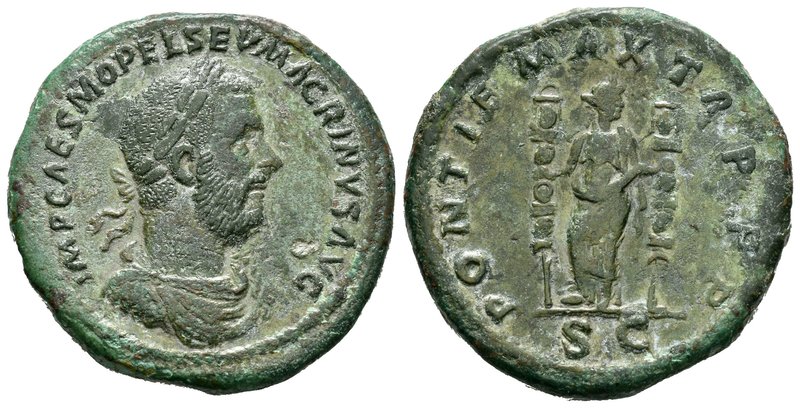 Macrinus. Sestercio. 217 d.C. Rome. (Spink-7387). Rev.: PONTIF MAX TR P COS P P ...