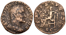 Maximinus I. Sestercio. 236-238 d.C. Rome. (Spink-8338). Rev.: SALVS AVGVSTI / SC. Salus sentada a izquiera alimentando a serpiente. Ae. 15,39 g. Almo...