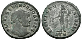 Severus II. Follis. 306-307 d.C. Heraclea. (Spink-14673). Anv.: IMP C FLA VAL SEVERVS PF AVG. Cabeza laureada a derecha. Rev.: GENIO POPVLI ROMANI. Ge...