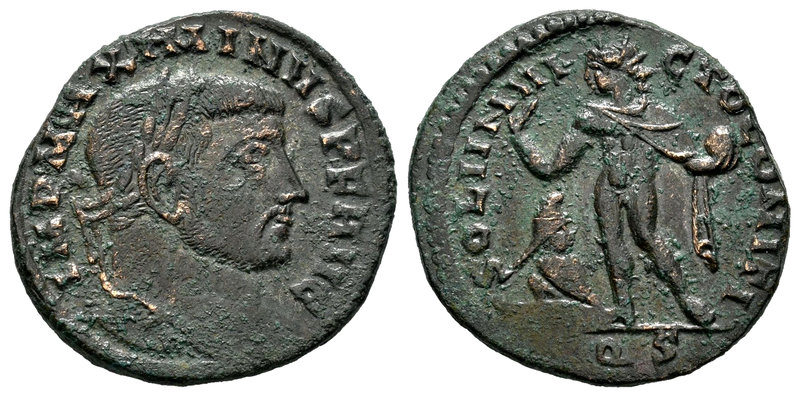 Maximinus II. Follis. 312-313 d.C. Aquileia. (Spink-14899). Rev.: SOLI INVICTO C...