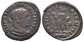 Constantinus I. Follis. 310-313 d.C. Treveri. (Spink-16060 variante). Rev.: SOLI INVICTO COMITI, en exergo PTR, F en campo. Ae. 3,85 g. Choice F. Est....