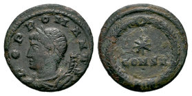 Constantinus I. 1/2 follis. 330-331 d.C. Constantinople. (Spink-16452). (Ric-352). Anv.: Busto laureado a izquierda con cuerno de la abundancia sobre ...