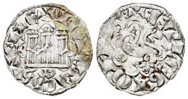 Kingdom of Castille and Leon. Alfonso X (1252-1284). Novén. Burgos. (Bautista-394 variante). Ve. 0,79 g. B bajo el castillo. Orla sin puntos en anvers...