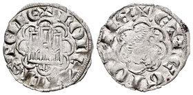 Kingdom of Castille and Leon. Alfonso X (1252-1284). Novén. Burgos. (Bautista-394 variante). Ve. 0,76 g. Curiosa B bajo el castillo. Orla de puntos en...