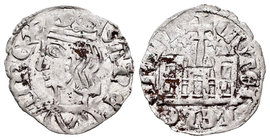 Kingdom of Castille and Leon. Sancho IV (1284-1295). Cornado. (Bautista-436 variante). Anv.: Corona con roel. Rev.: Flor de 5 pétalos y estrella. Ve. ...