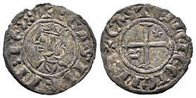 Kingdom of Castille and Leon. Sancho IV (1284-1295). Seisen. Burgos. (Bautista-440 variante). Anv.: +:CASNCII REX:. Rev.: Con B en el 1º cuadrante y e...