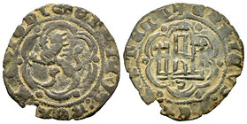 Kingdom of Castille and Leon. Enrique III (1390-1406). Blanca. Sevilla. (Bautista-767). Ve. 1,22 g. Con S bajo el castillo. Cospel ligeramente faltado...