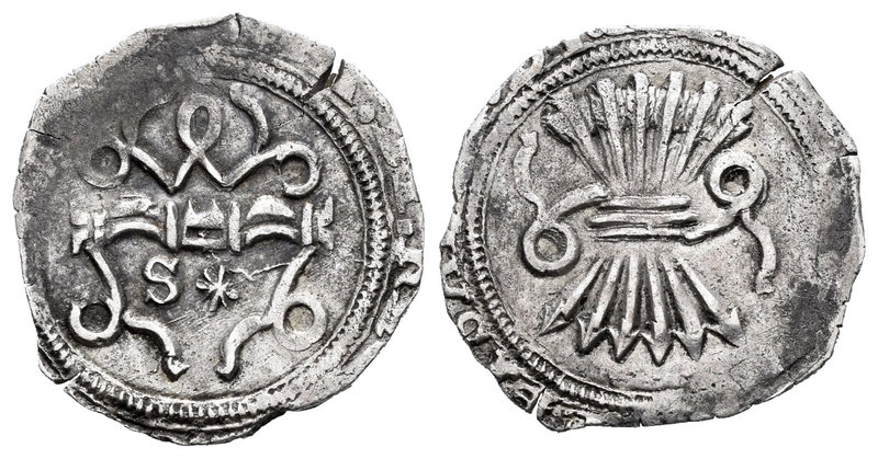 Catholic Kings (1474-1504). 1/2 real. Sevilla. (Cal-469 variante). Ag. 1,69 g. C...