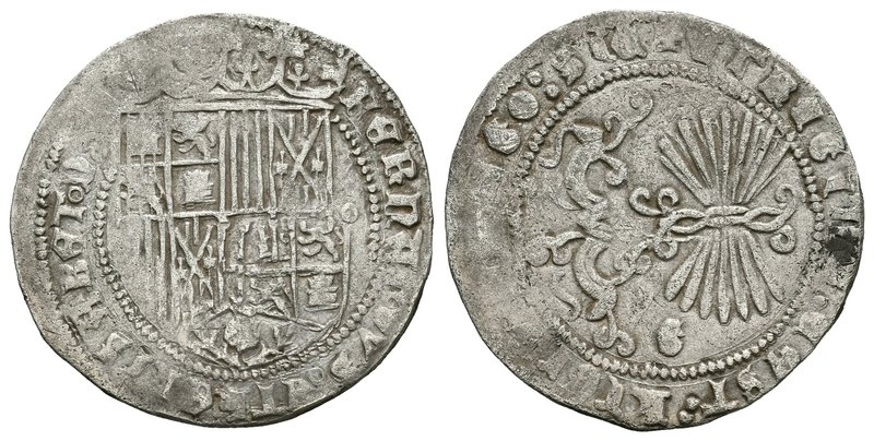 Catholic Kings (1474-1504). 1 real. Granada. Ag. 3,28 g. Doble acuñación en anve...