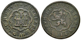 Philip III (1598-1621). 4 maravedís. 1599. Segovia. (Cal-745). (Jarabo-Sanahuja-C20). Ae. 5,31 g. Sin fecha ni valor ni ensayador. Choice VF. Est...20...