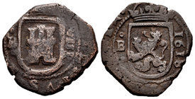 Philip III (1598-1621). 8 maravedís. 1618. Burgos. (Cal-623). (Jarabo-Sanahuja-D9). Ae. 5,40 g. F. Est...15,00.