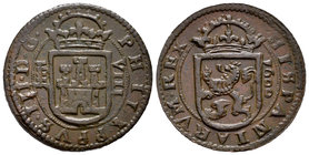 Philip III (1598-1621). 8 maravedís. 1600. Segovia. (Cal-756). (Jarabo-Sanahuja-página 178). Ae. 5,37 g. Falsa de época de muy buen arte. XF. Est...20...