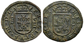 Philip III (1598-1621). 8 maravedís. 1617. Segovia. (Cal-770). (Jarabo-Sanahuja-D227). Ae. 5,95 g. Acueducto de 3 arcos en 1 piso. Final de riel. Choi...
