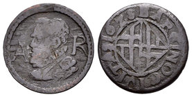 Philip IV (1621-1665). 1 ardit. 1625. Barcelona. Ae. 1,62 g. El 5 de la fecha como S. Almost VF. Est...20,00.