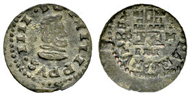 Philip IV (1621-1665). 4 maravedís. Trujillo. M. (Cal-tipo 385). (Jarabo-Sanahuja-M132). Ae. 1,19 g. Acuñación desplazada. Almost VF. Est...15,00.