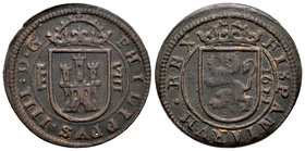Philip IV (1621-1665). 8 maravedís. 1621. Segovia. (Cal-1523). (Jarabo-Sanahuja-F269). (Rs-542). Ae. 5,97 g. Choice VF. Est...25,00.