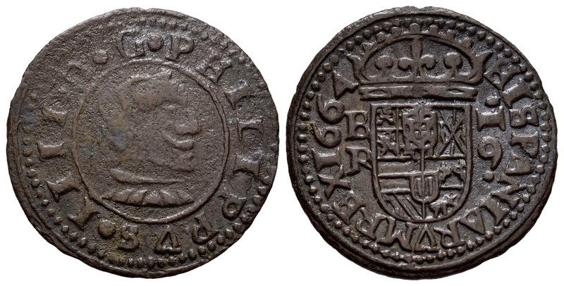 Philip IV (1621-1665). 16 maravedís. 1664. Burgos. R. (Cal-1250). (Jarabo-Sanahu...