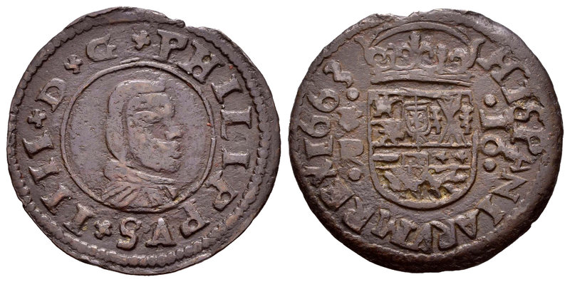 Philip IV (1621-1665). 16 maravedís. 1662. Coruña. R. (Cal-1301). (Jarabo-Sanahu...