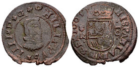 Philip IV (1621-1665). 16 maravedís. 1663. Coruña. R. (Cal-1301). (Jarabo-Sanahuja-M128). Ae. 4,14 g. Cospel faltado. F. Est...12,00.