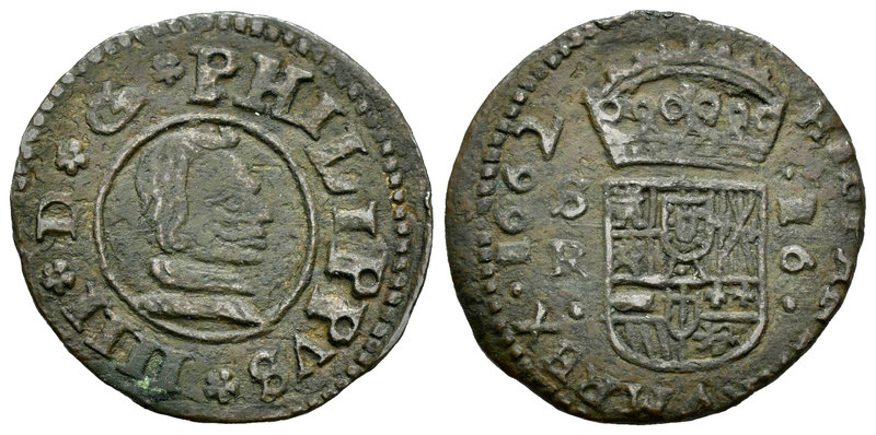 Philip IV (1621-1665). 16 maravedís. 1662. Sevilla. R. (Cal-1567). (Jarabo-Sanah...