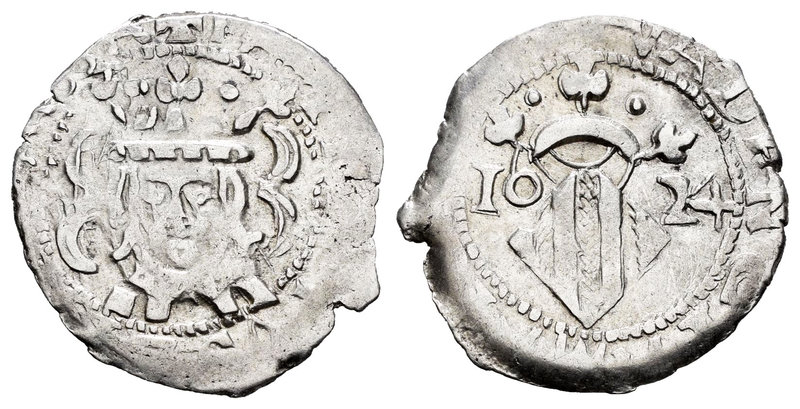 Philip IV (1621-1665). Dieciocheno. 1624. Valencia. (Cal-1099). Ag. 2,20 g. It r...