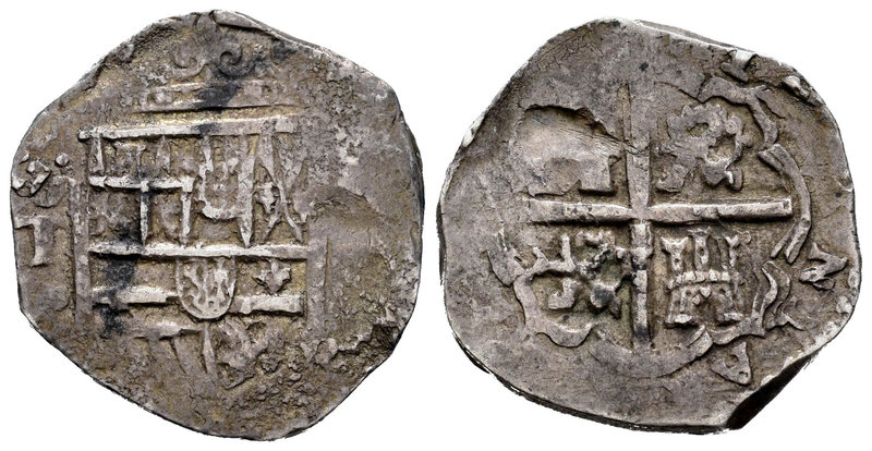 Philip IV (1621-1665). 2 reales. Toledo. P. (Cal-tipo 164). Ag. 6,81 g. Fecha no...