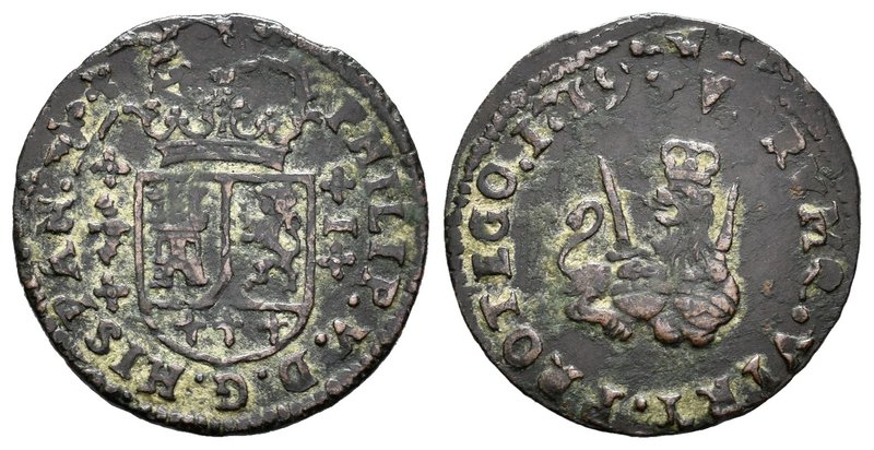 Philip V (1700-1746). 1 maravedí. 1719. Valencia. Ae. 2,16 g. Choice F. Est...75...