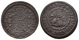 Philip V (1700-1746). 2 maravedís. 1745. Segovia. Ae. 3,75 g. Almost VF. Est...15,00.