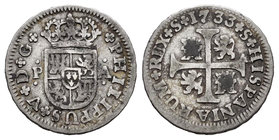 Philip V (1700-1746). 1/2 real. 1733. Sevilla. PA. (Cal-1930). Ag. 1,36 g. Choice F. Est...15,00.