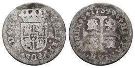 Philip V (1700-1746). 1/2 real. 1734. Sevilla. PA. (Cal-1931). Ag. 1,06 g. Almost F. Est...8,00.