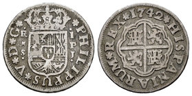 Philip V (1700-1746). 1 real. 1742. Sevilla. PJ. (Cal-1728). Ag. 2,67 g. Choice F. Est...15,00.
