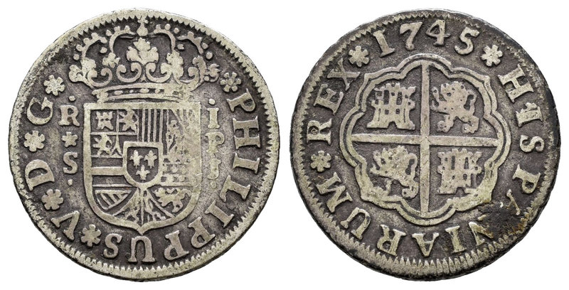 Philip V (1700-1746). 1 real. 1745. Sevilla. PJ. (Cal-1731). Ag. 2,93 g. Choice ...