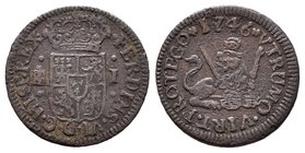 Ferdinand VI (1746-1759). 1 maravedí. 1746. Segovia. Ae. 1,32 g. Choice F. Est...12,00.