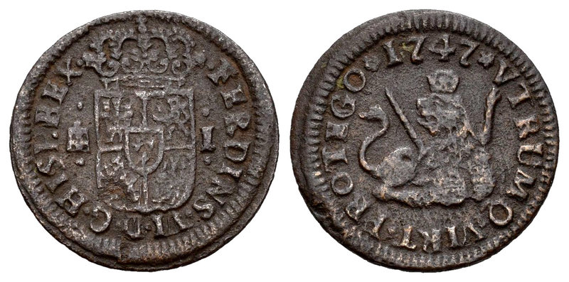 Ferdinand VI (1746-1759). 1 maravedí. 1747. Segovia. (Cal-717). Ae. 1,05 g. Almo...