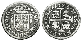 Ferdinand VI (1746-1759). 1/2 real. 1753. Sevilla. PJ. Ag. 1,25 g. Choice F. Est...50,00.