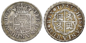 Ferdinand VI (1746-1759). 1 real. 1755. Madrid. JB. (Cal-567). Ag. 2,59 g. Choice F/Almost VF. Est...25,00.