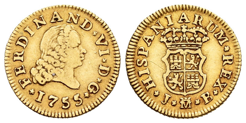Ferdinand VI (1746-1759). 1/2 escudo. 1755. Madrid. JB. (Cal-252). Au. 1,75 g. V...
