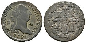 Charles III (1759-1788). 4 maravedís. 1781. Segovia. Ae. 5,28 g. VF/Almost VF. Est...20,00.