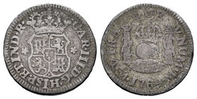 Charles III (1759-1788). 1/2 real. 1766. México. M. (Cal-1758). Ag. 1,50 g. F. Est...10,00.