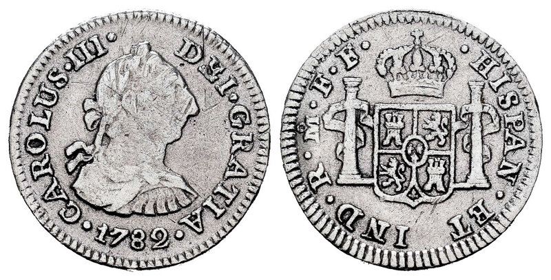 Charles III (1759-1788). 1/2 real. 1782. México. FF. (Cal-1774). Ag. 1,57 g. Cho...