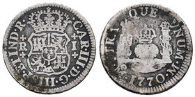 Charles III (1759-1788). 1 real. 1770. México. M. (Cal-1550). Ag. 3,23 g. F. Est...12,00.