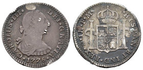 Charles III (1759-1788). 1 real. 1776. México. FM. (Cal-1558). Ag. 3,20 g. Golpes. Pátina oscura. Choice F. Est...12,00.