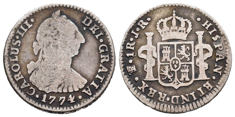 Charles III (1759-1788). 1 real. 1777. Potosí. PR. (Cal-1603). Ag. 3,13 g. F/Cho...