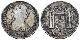 Charles III (1759-1788). 2 reales. 1775. México. FM. (Cal-1342). Ag. 6,54 g. Choice F. Est...25,00.