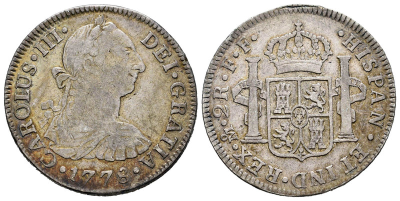 Charles III (1759-1788). 2 reales. 1778. México. FF. (Cal-1345). Ag. 6,67 g. Cho...