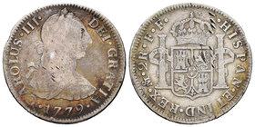 Charles III (1759-1788). 2 reales. 1779. México. FF. (Cal-1346). Ag. 6,48 g. F. Est...25,00.