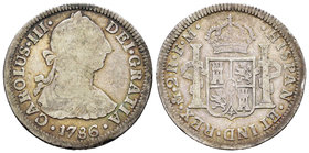 Charles III (1759-1788). 2 reales. 1786. México. FM. (Cal-1354). Ag. 6,41 g. F. Est...20,00.