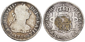 Charles III (1759-1788). 2 reales. 1789. México. FM. (Cal-1357). Ag. 6,32 g. F. Est...20,00.